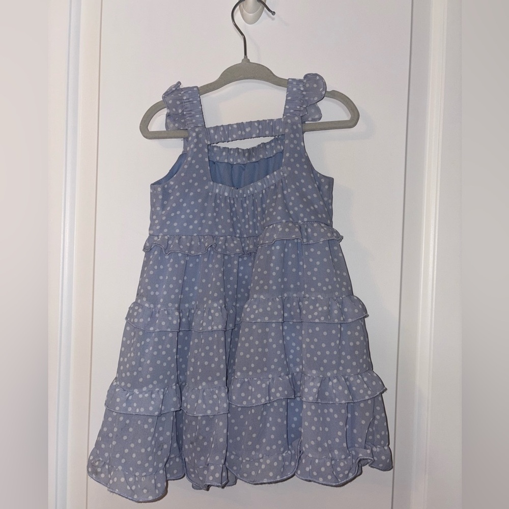 Rare Editions Blue Polka Dot Tiered Dress - Picture 2 of 3
